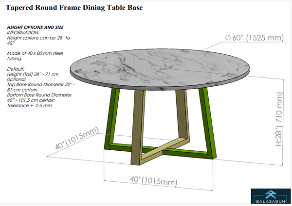 Trapezoid Round Frame Dining Table Base | TEPE 4032 - balasagun