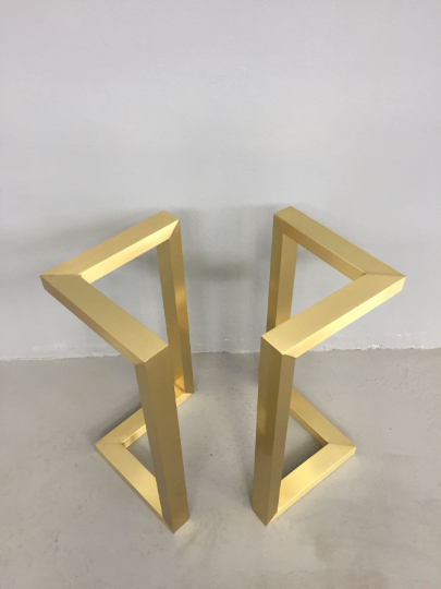 28" X 28" Bracket  Brass Table Legs  Set ( 2)