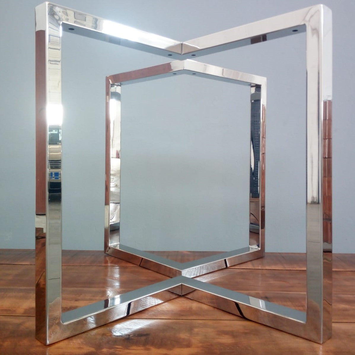 28" X 28" Bracket Table Legs, Stainless Steel, Height 26" To 30" Set(2)