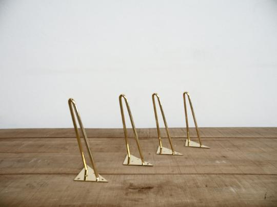 brass hairpin legs polished finished