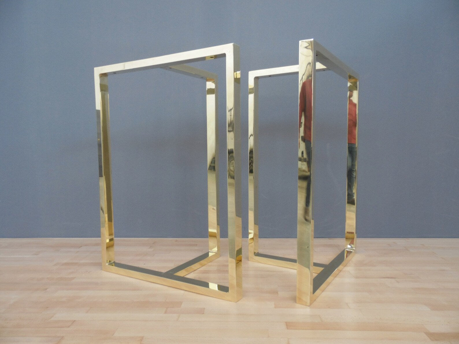 Brass Counter Height Legs |40" X 23" X 11" T Look Table Trestle Brass Table Legs | Set(2)