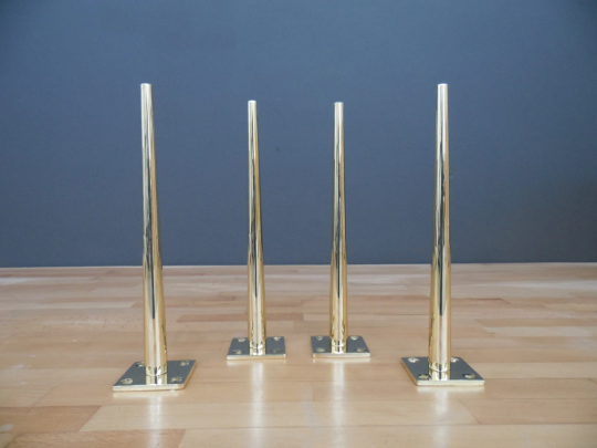 28" Tapered Brass Table Legs, Height 26" 32" Set(4)
