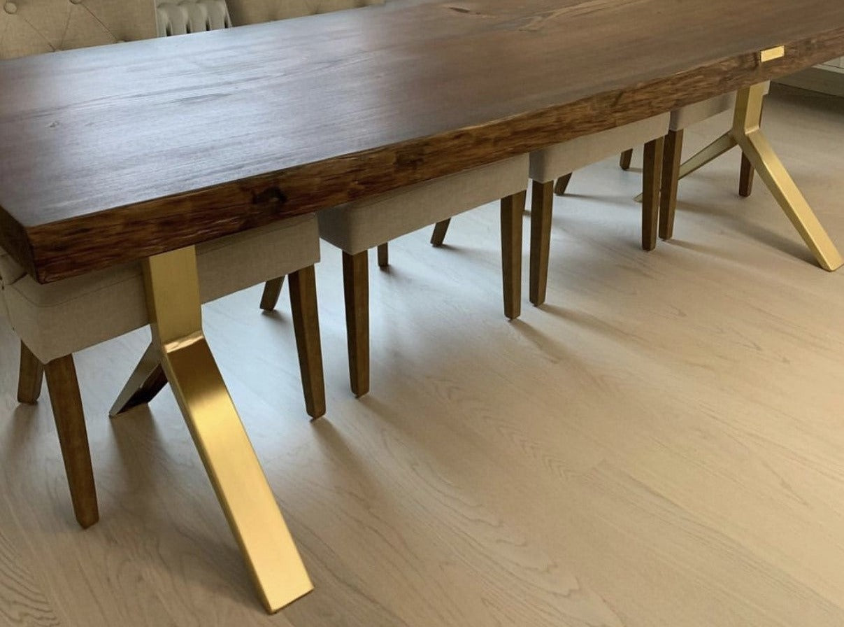 Brass Dining Table Base |Office Table Base Metal |  28" H X 28" W x 72” L  CATAL