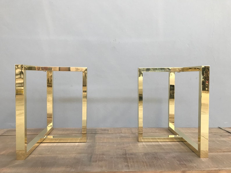 Brass Table Legs , 28" X 28" X 25" Dining Trestle Table Legs ( Height 26" - 30") Set(2)