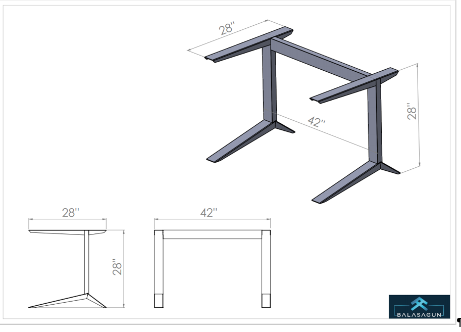 28" H X 28" W Apart 42" C CATAL Stainless Steel Table Base