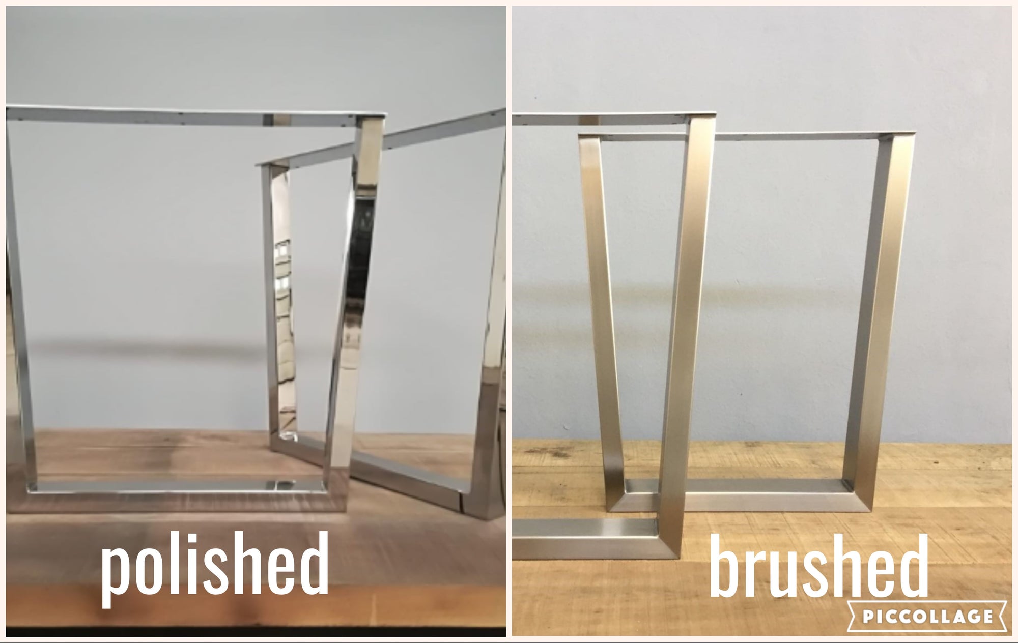 finish samples brushed polished trapezoid table legs 