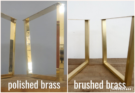 finish samples for brusjed polished brass table legs