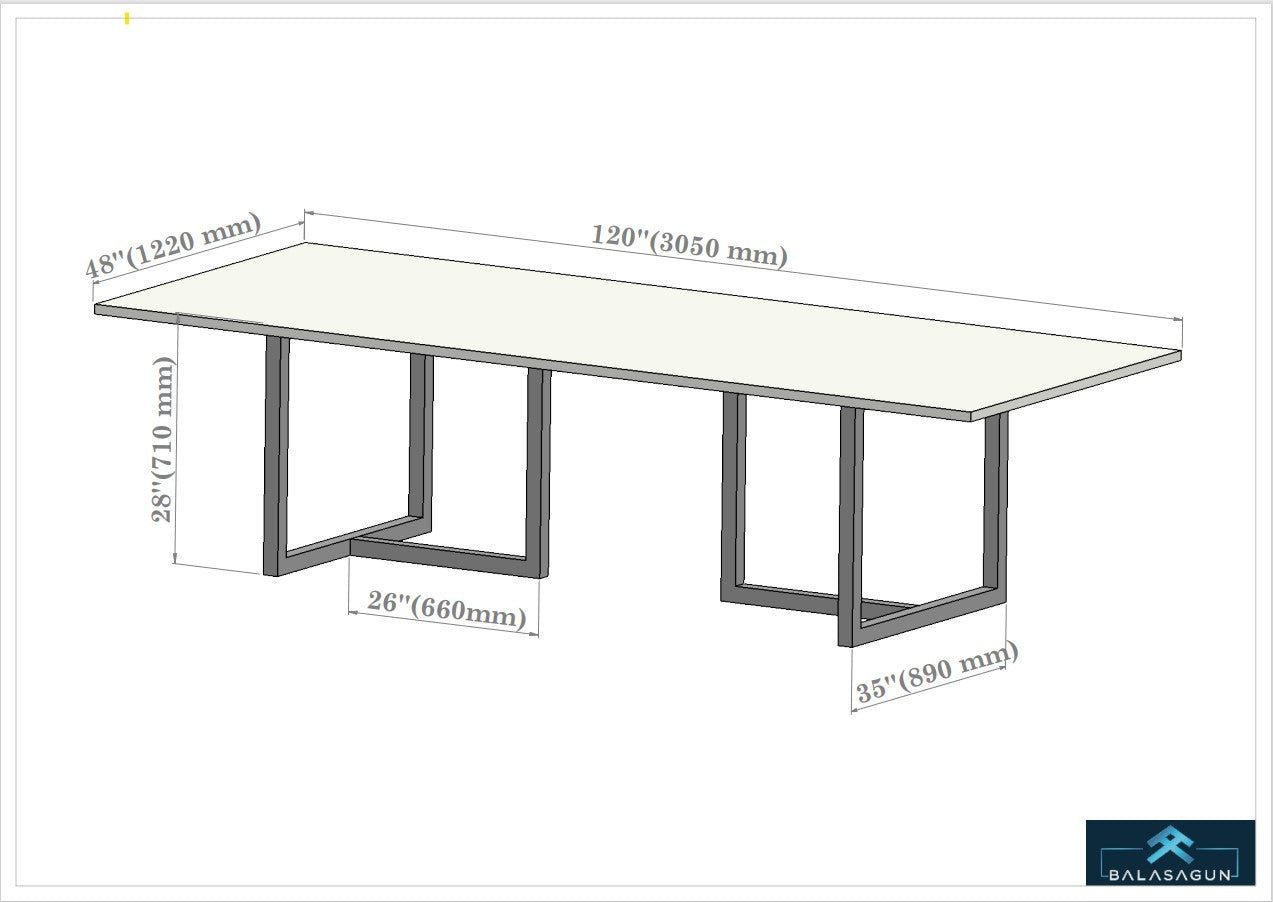 28" X 35” X 26" T-Look Stainless Steel Conference Table Base, Height 26" -30” Set(2)