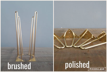 hairpin 2 rod brass finish polished brushed legs