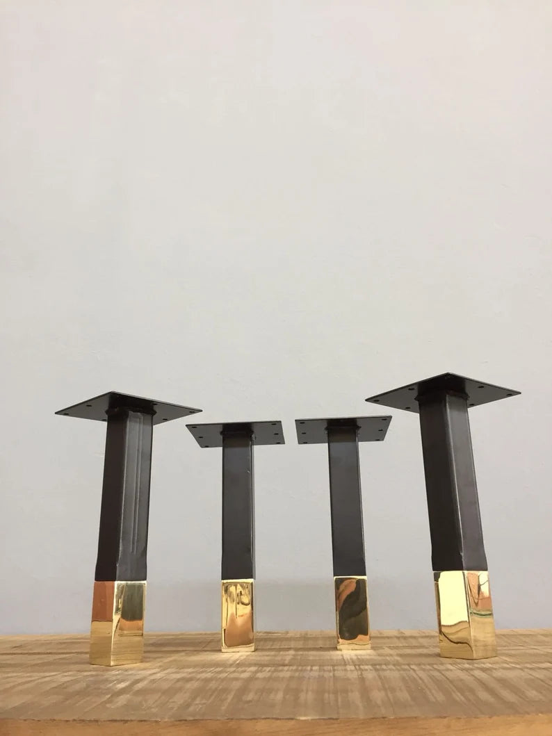 16" Steel Post Simple Modern Coffee Table Legs , Multi Metal,height 12”-17" Set(4)