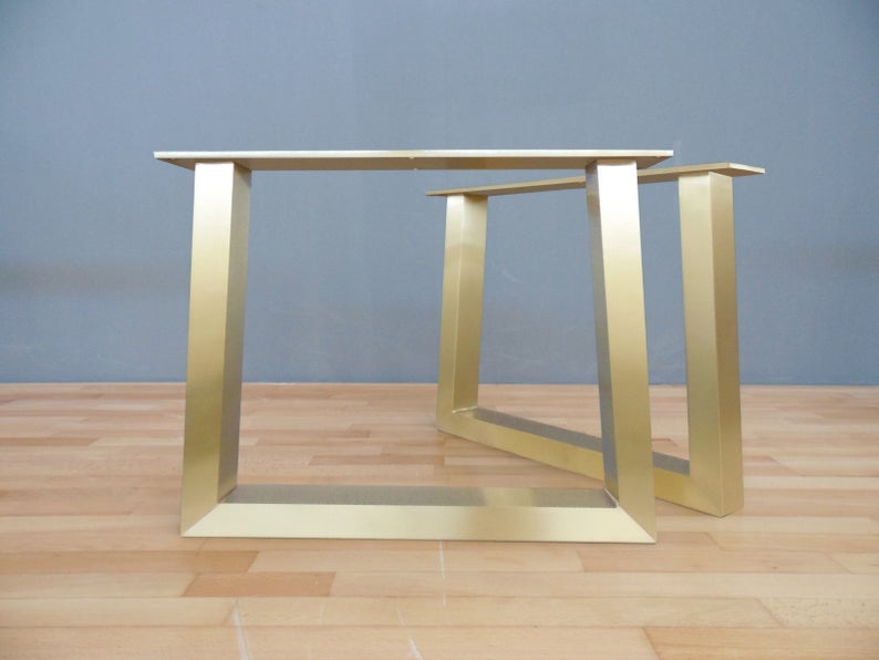 Metal Coffee Table Legs ,16” Trapezoid-IN Brass Table Legs,base Width 20" Set (2)