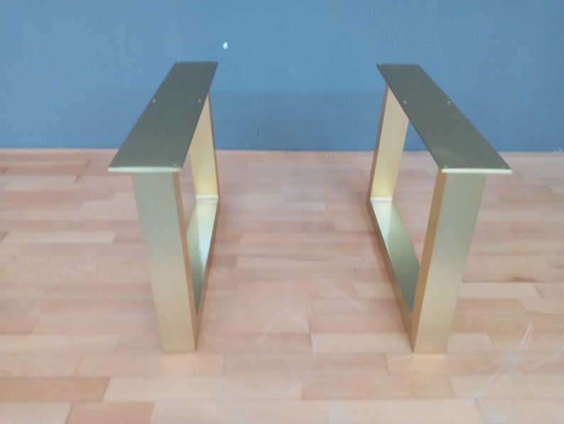 Metal Coffee Table Legs ,16” Trapezoid-IN Brass Table Legs,base Width 20" Set (2)