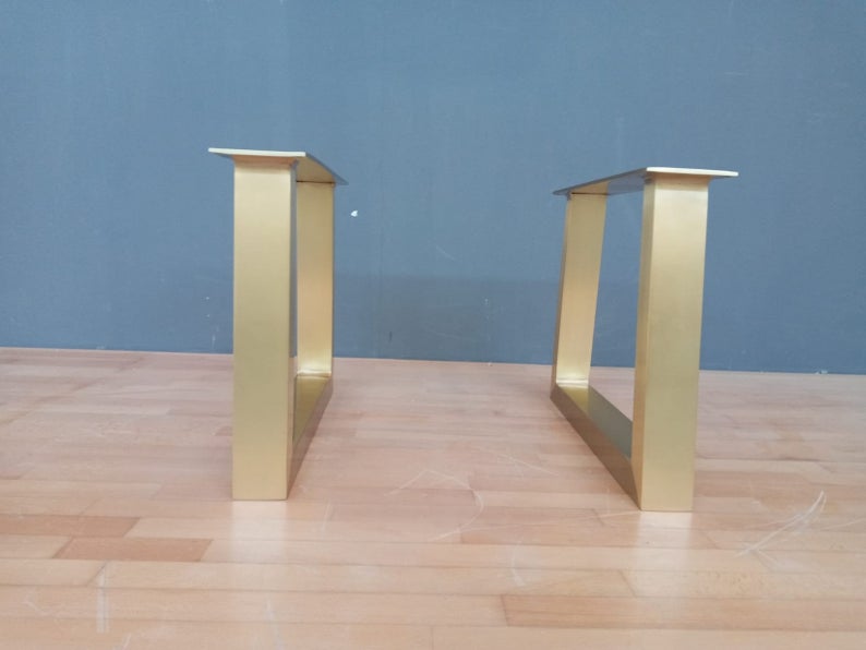 Metal Coffee Table Legs ,16” Trapezoid-IN Brass Table Legs,base Width 20" Set (2)