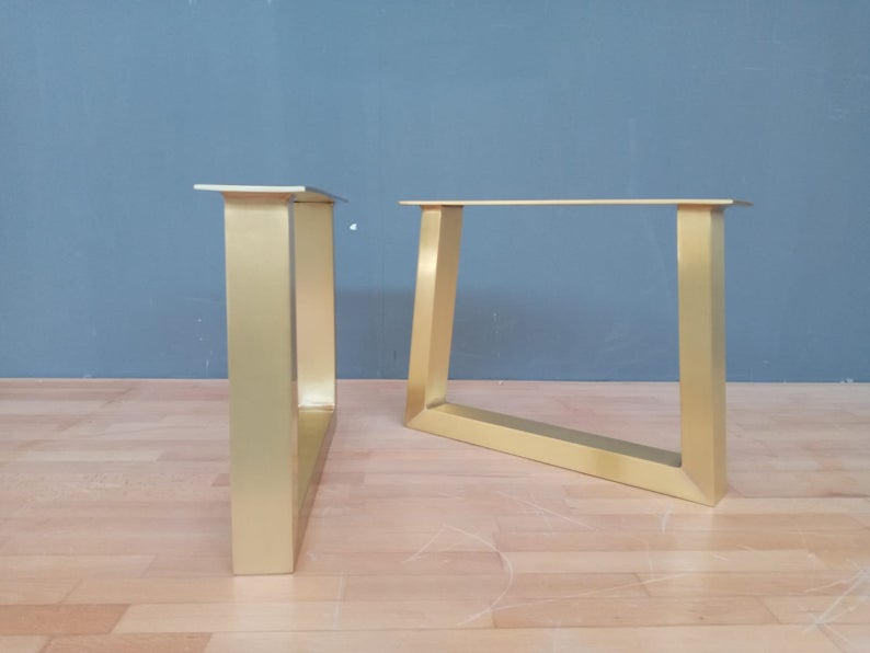 Metal Coffee Table Legs ,16” Trapezoid-IN Brass Table Legs,base Width 20" Set (2)