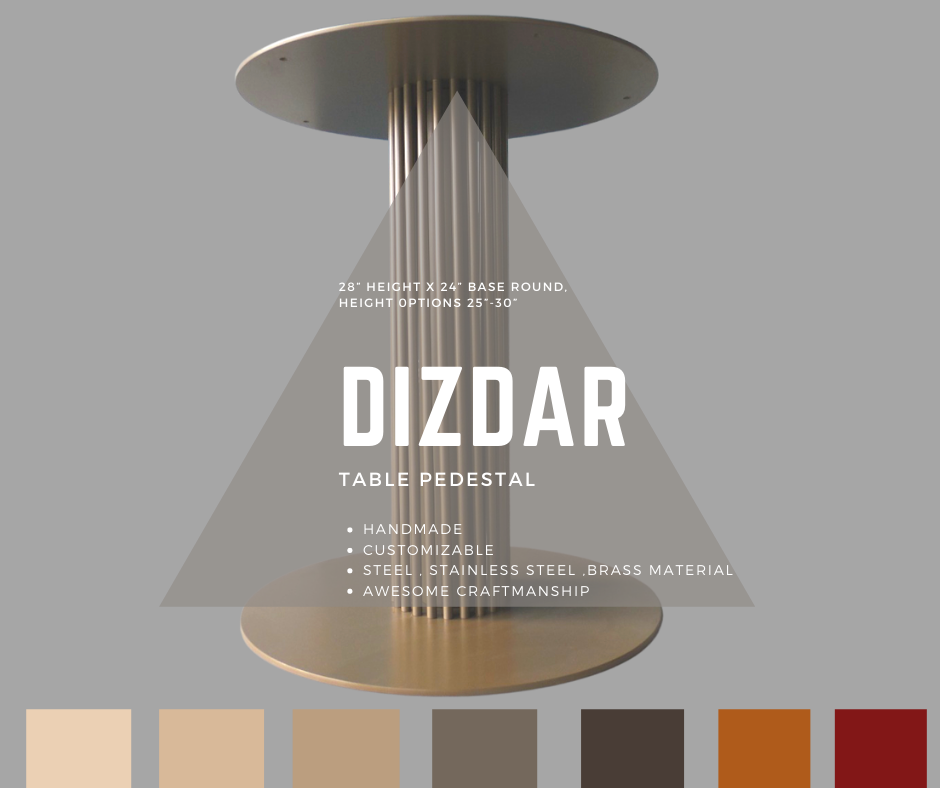 Metal Table Pedestal Base , 28” Height x 24” Base Round | DIZDAR