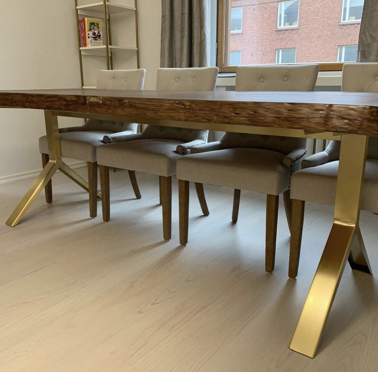 Brass Dining Table Base |Office Table Base Metal |  28" H X 28" W x 72” L  CATAL