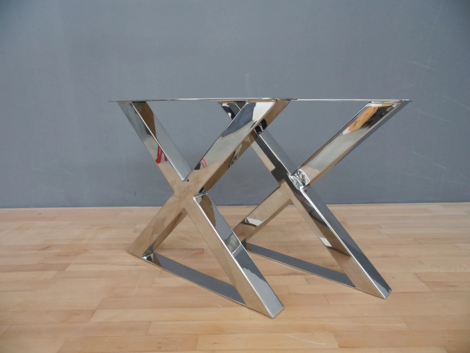 Stainless Steel Coffee Table Legs, Ottoman Legs, 15" X 21"  X-frame Bench Legs