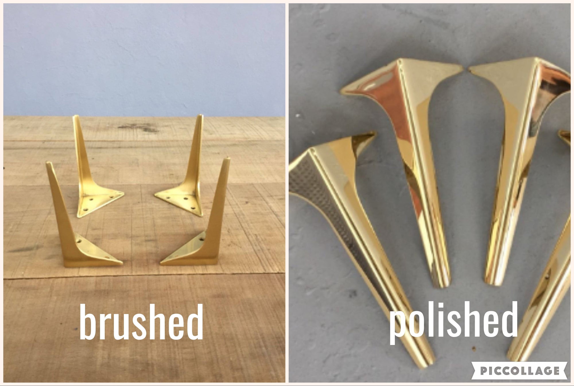 polished brushed brass wings finish samples