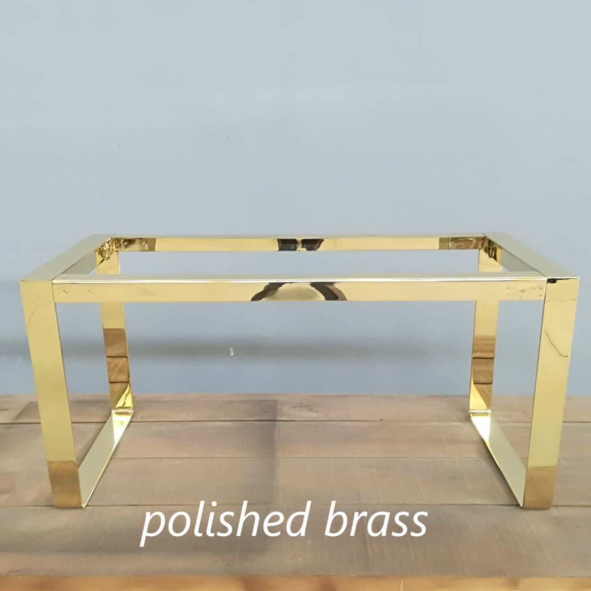 Brass Table Base ;28" H X 28" W x 52” L Flat Brass Table Base, Height 26" - 32"