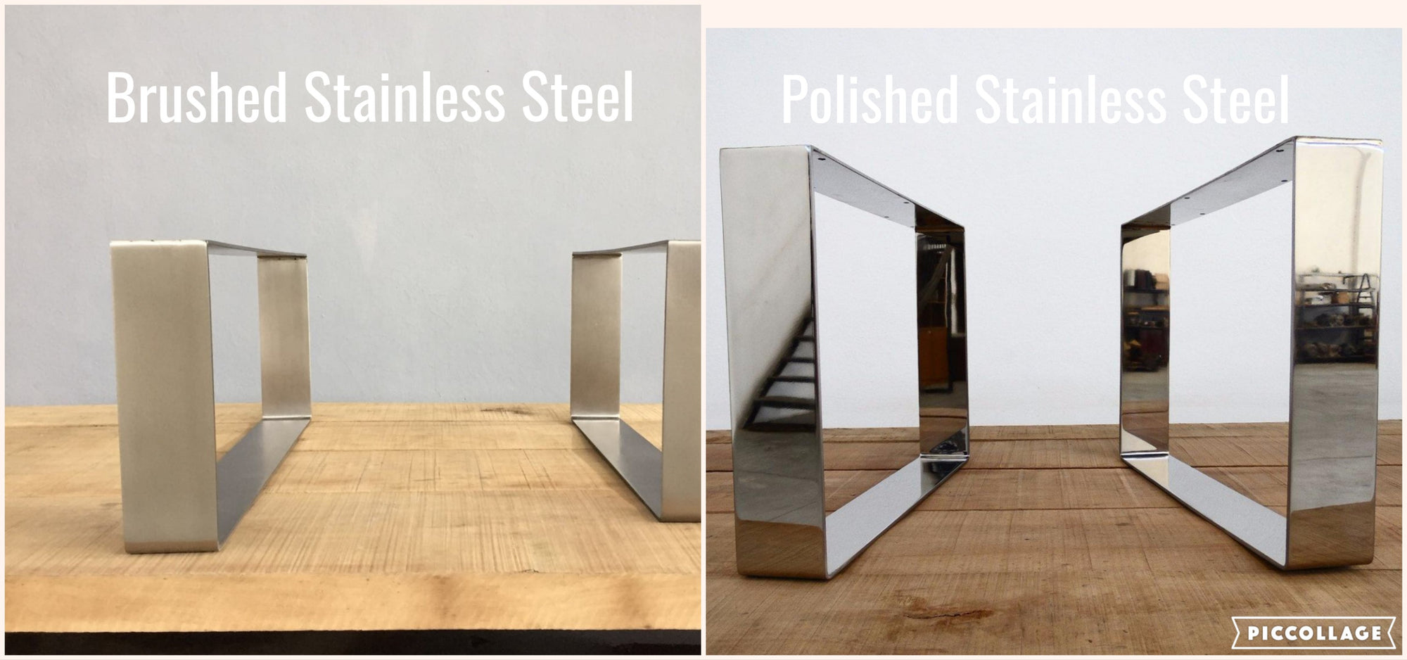 28"  Trapezoid Flat Steel Table Legs, Stainless Steel Set(2)