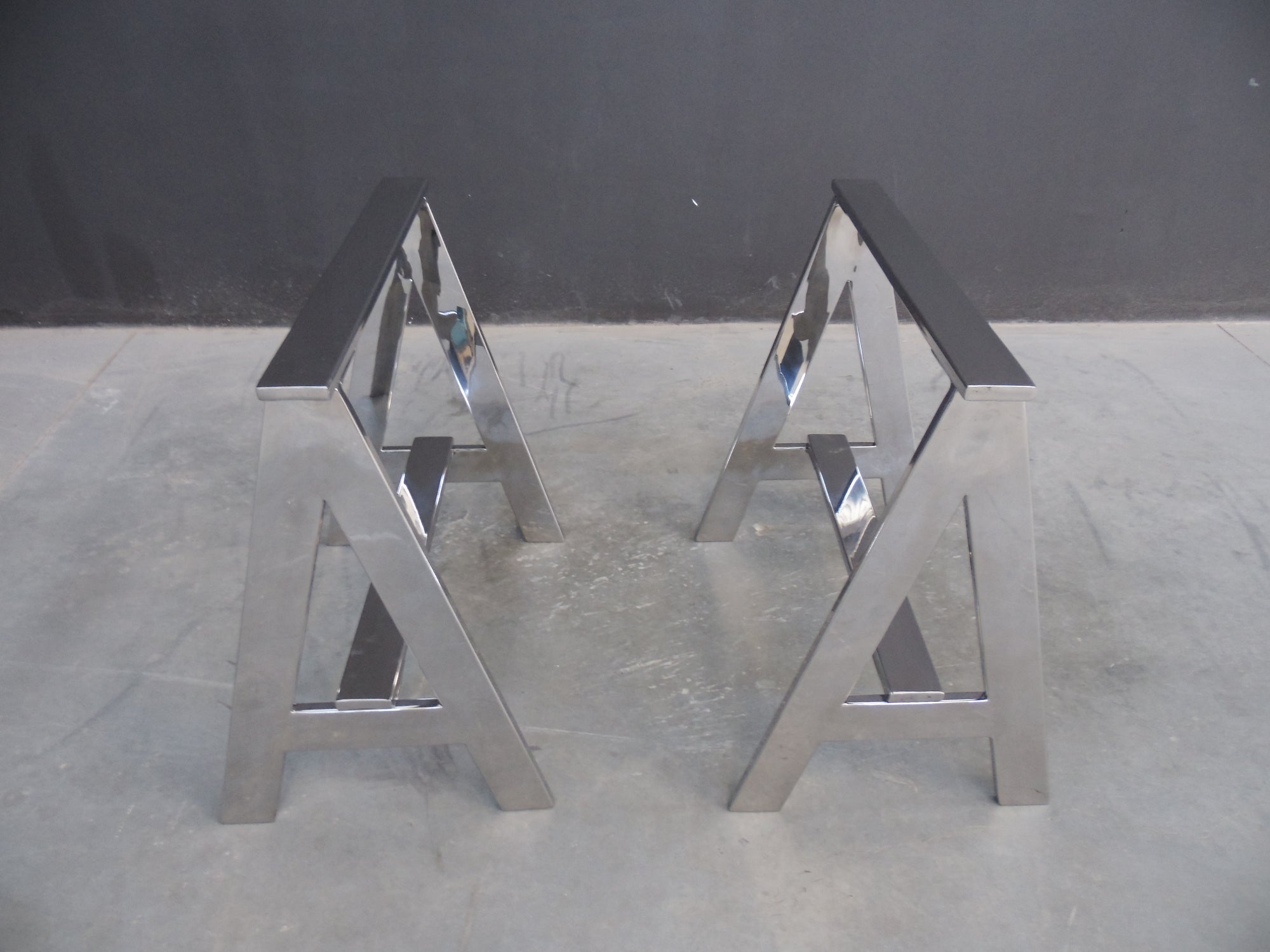polished stainless steel sawhorse legs 