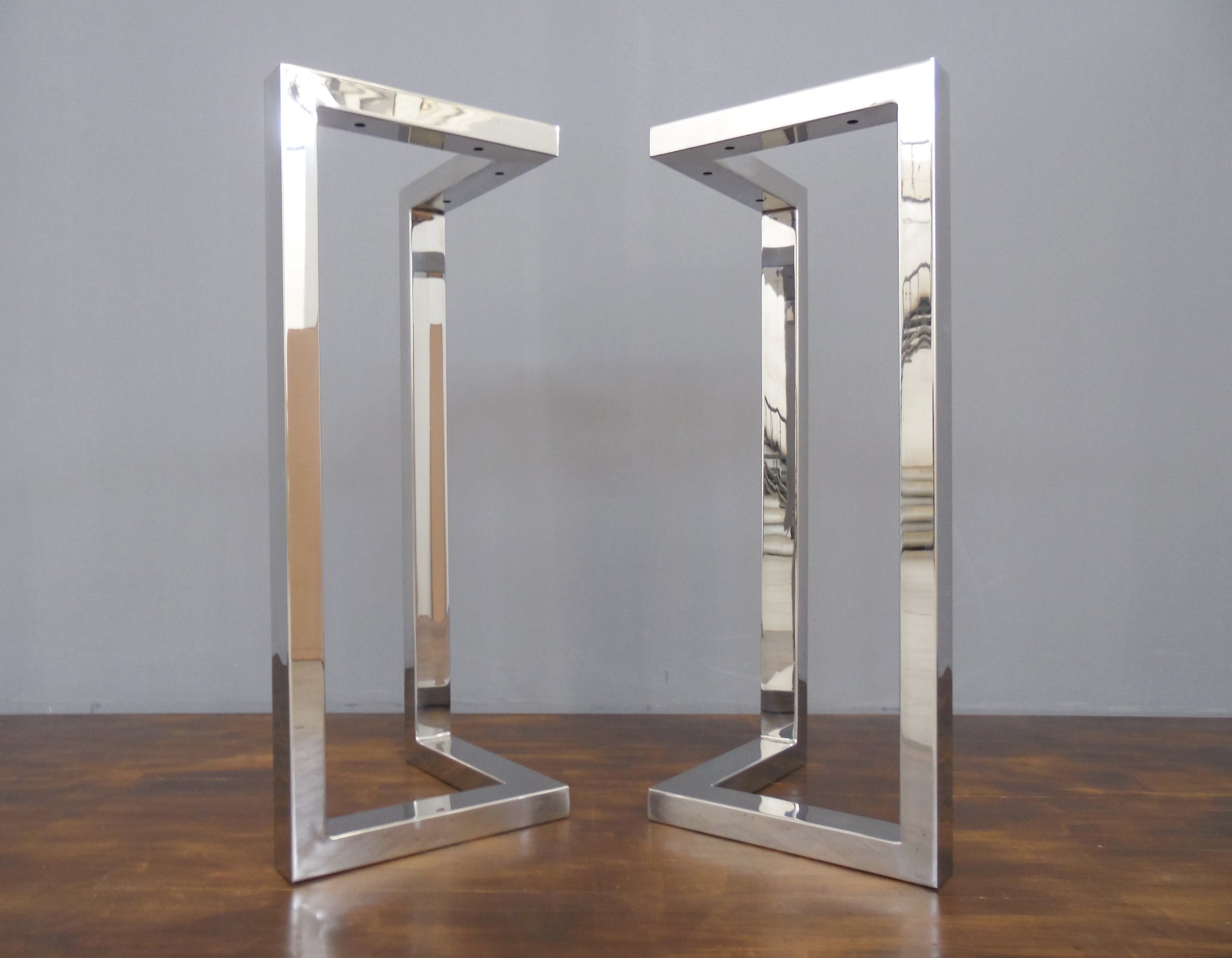 polished stainless steel table legs