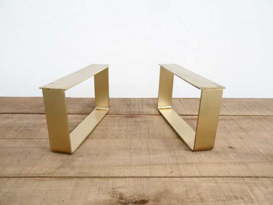 Brass Table Legs , 15" H x 21" W Flat Brass Table Legs , Height 12" - 17" Set(2)