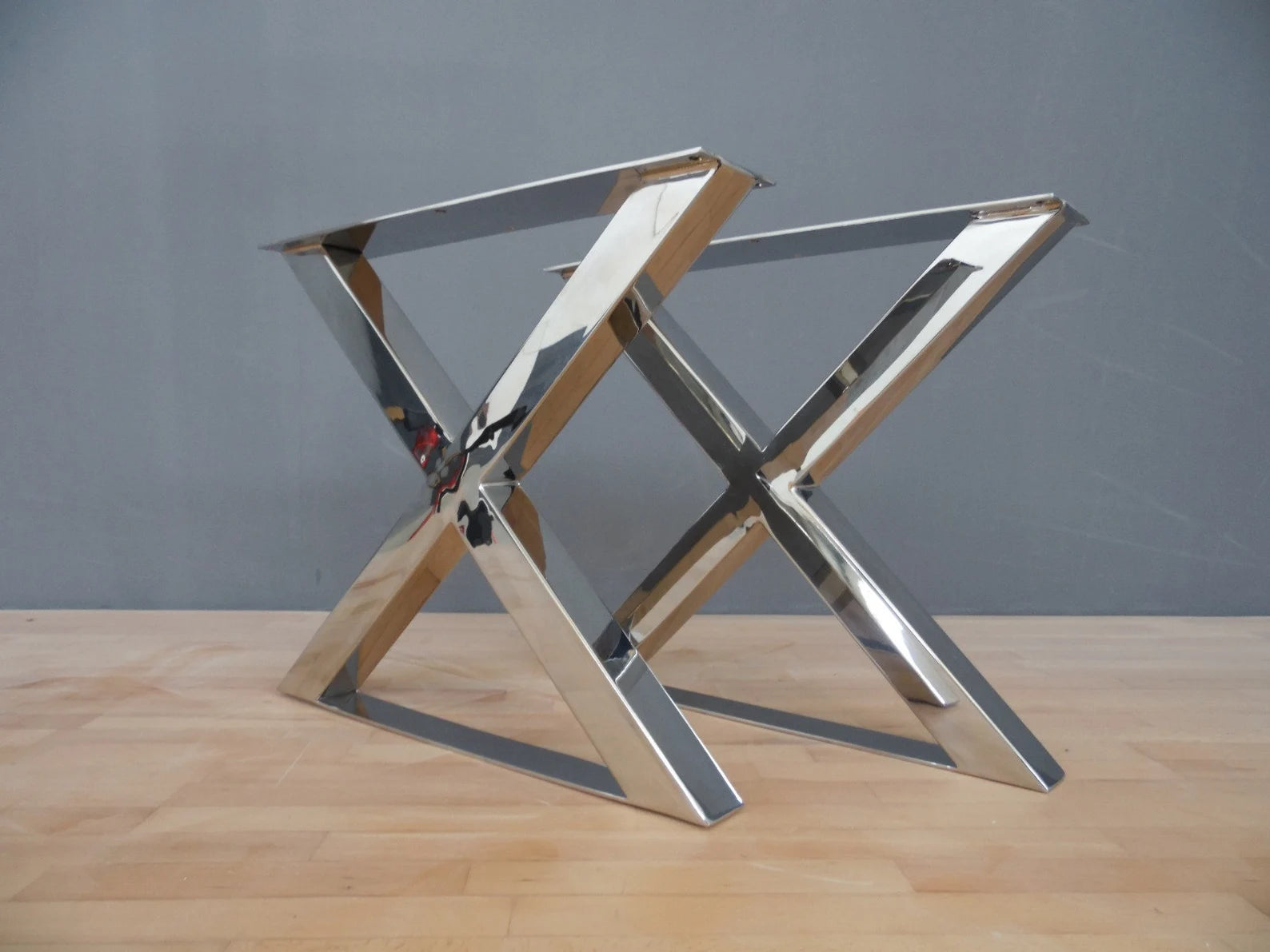 Stainless Steel Coffee Table Legs, Ottoman Legs, 15" X 21"  X-frame Bench Legs