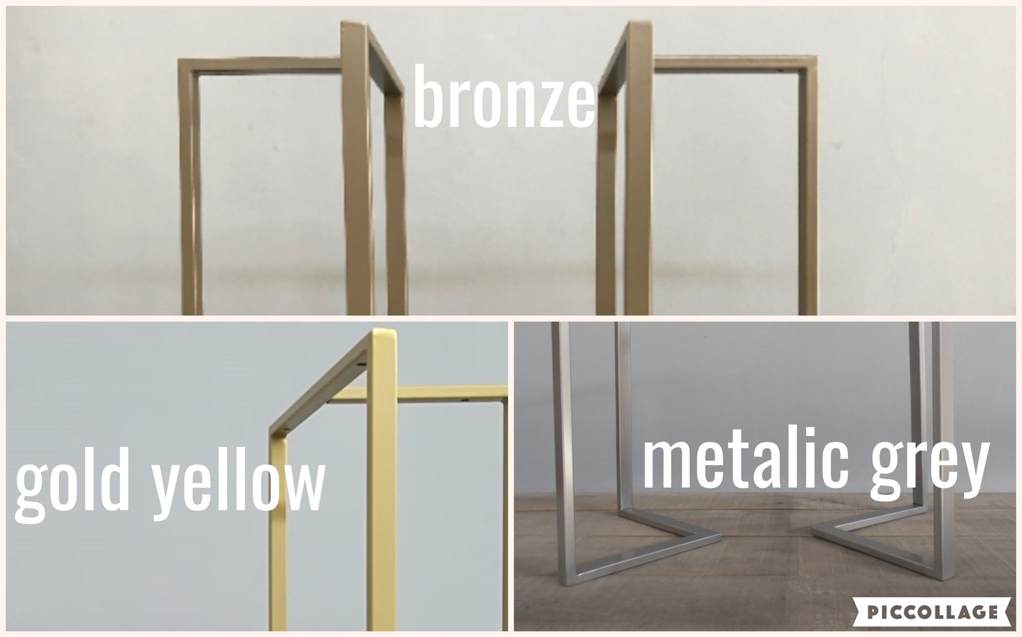 metal table legs in metalic colors