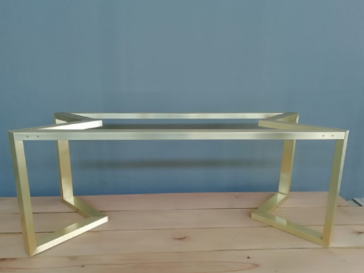 28" H x 28” W x 72” L  Bracket Brass  Dining Table Base, Height 26" - 32"