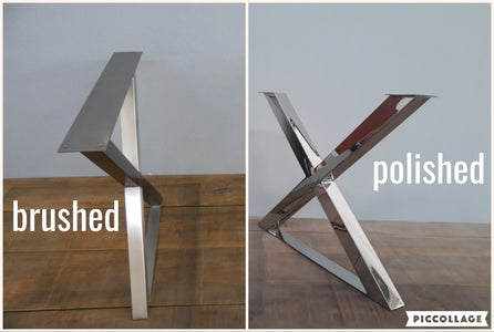 polished brushed stainless steel table legs 